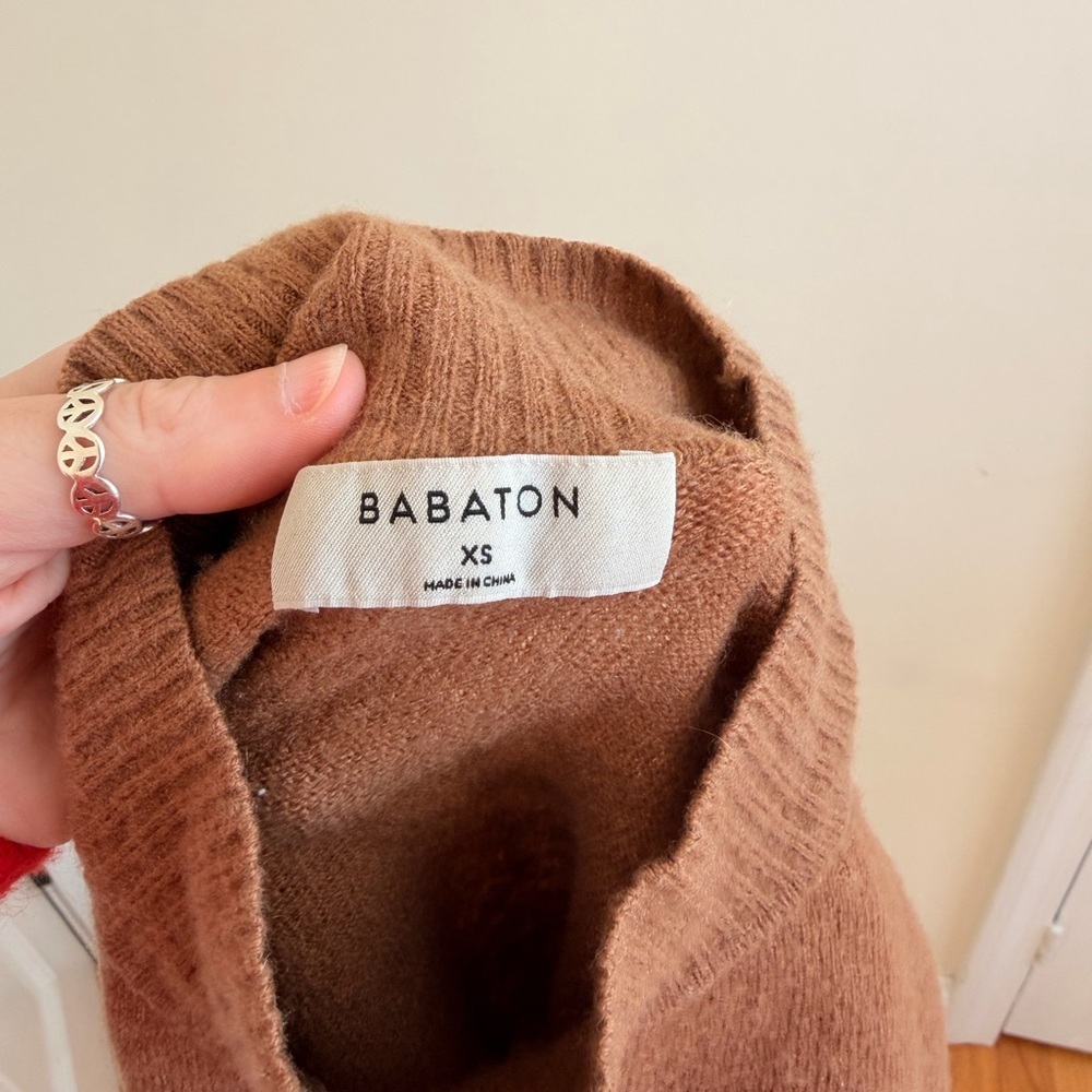 Babaton Cowl Neck Sweater in Warm Brown